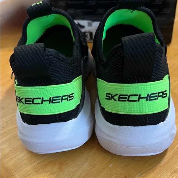 Skechers Black and Neon Green Athletic Shoes - Picture 3 of 3